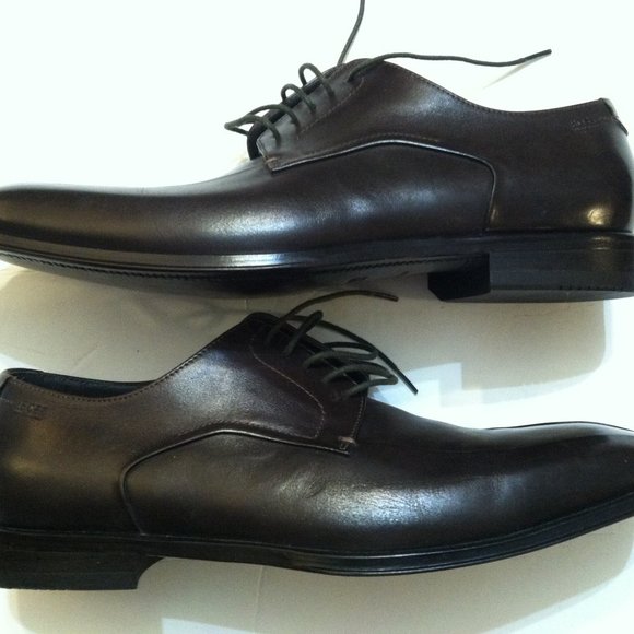 HUGO BOSS MEN\'S NEW DARK BROWN LEATHER OXFORD DRESS SHOES SIZE: 9M main image 8